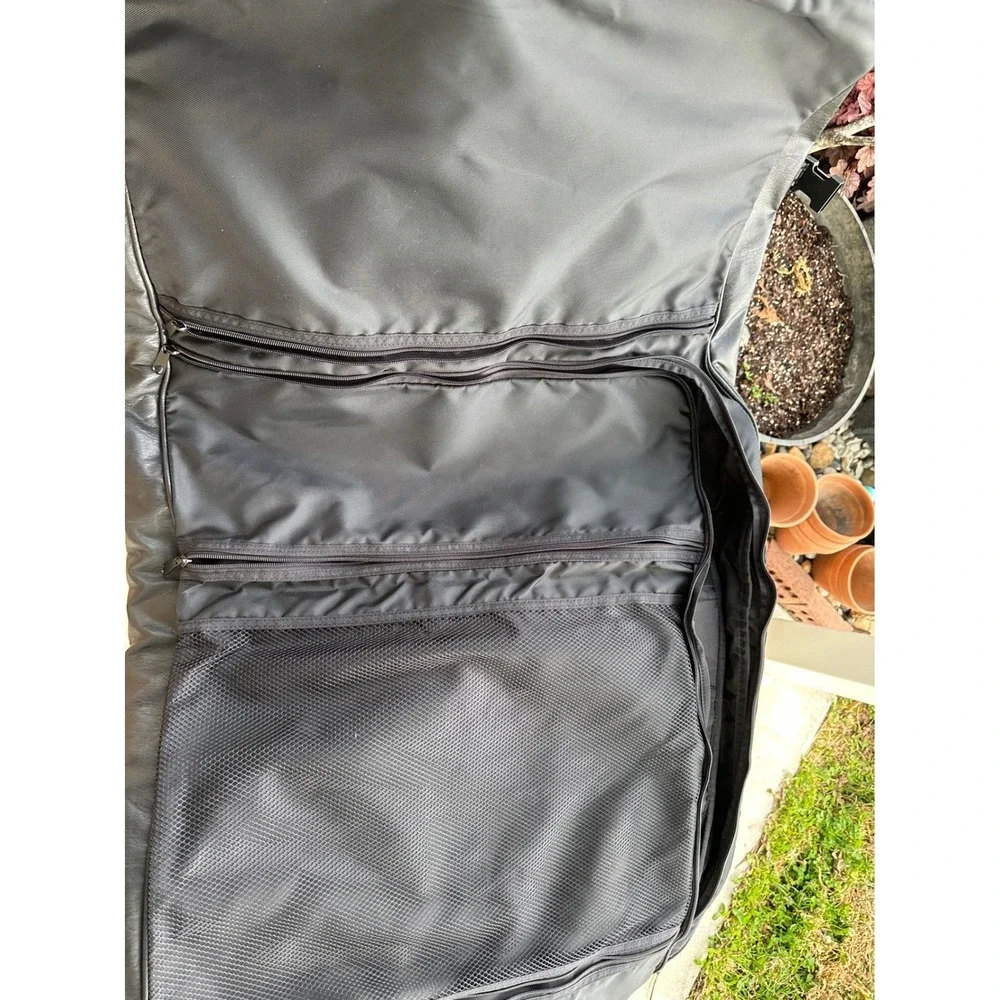 Carolina Panthers Highland Leather Travel Garment Fold-Over Suit Noir Black Bag